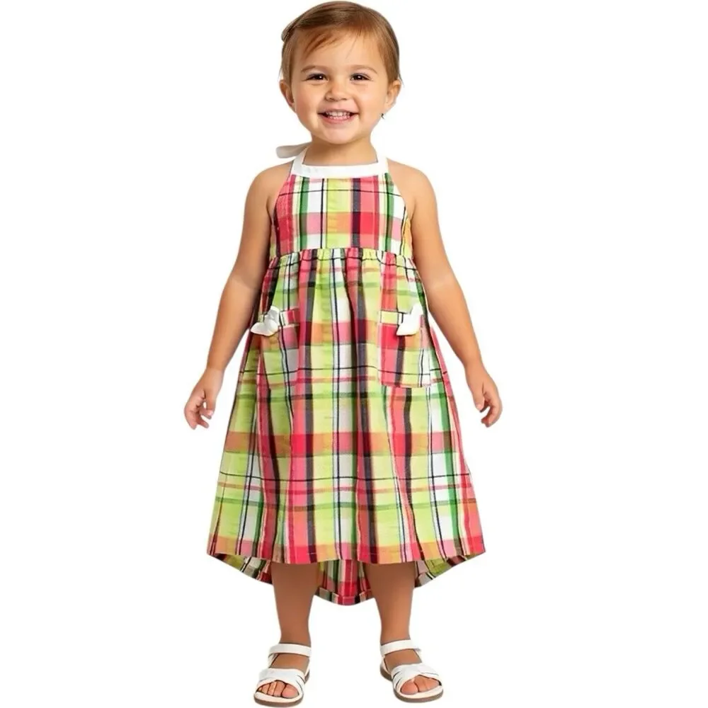Vintage 2010 Gymboree Dress Plaid Halter Smocked  Preppy Colorful size 3 Toddler